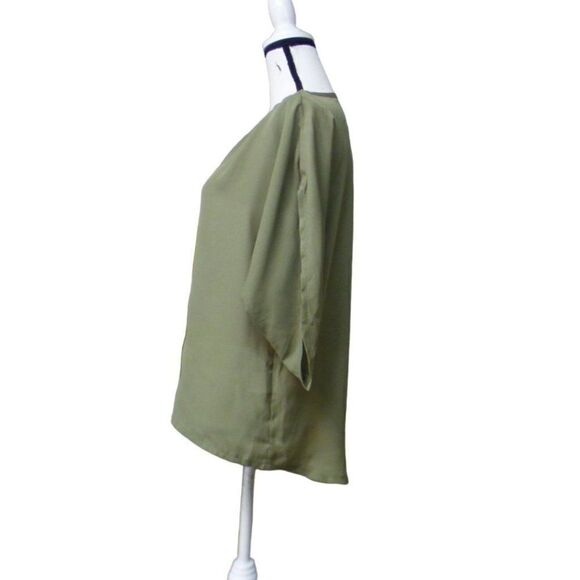 Shein Women’s Button Down Chiffon Blouse,S, Olive - Picture 6 of 8